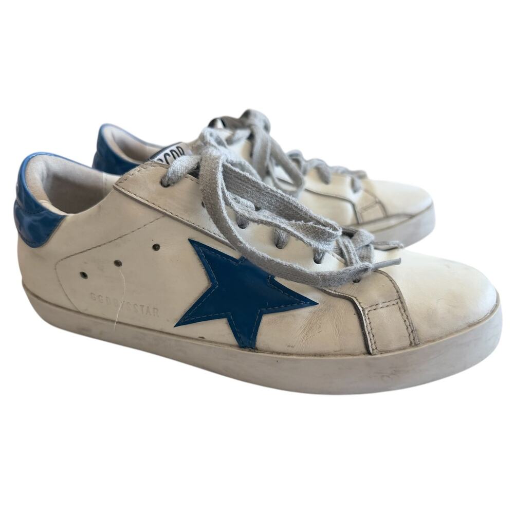 Golden Goose Superstar Sneakers Trainers Sz White Blue Streetwear Lux Skater